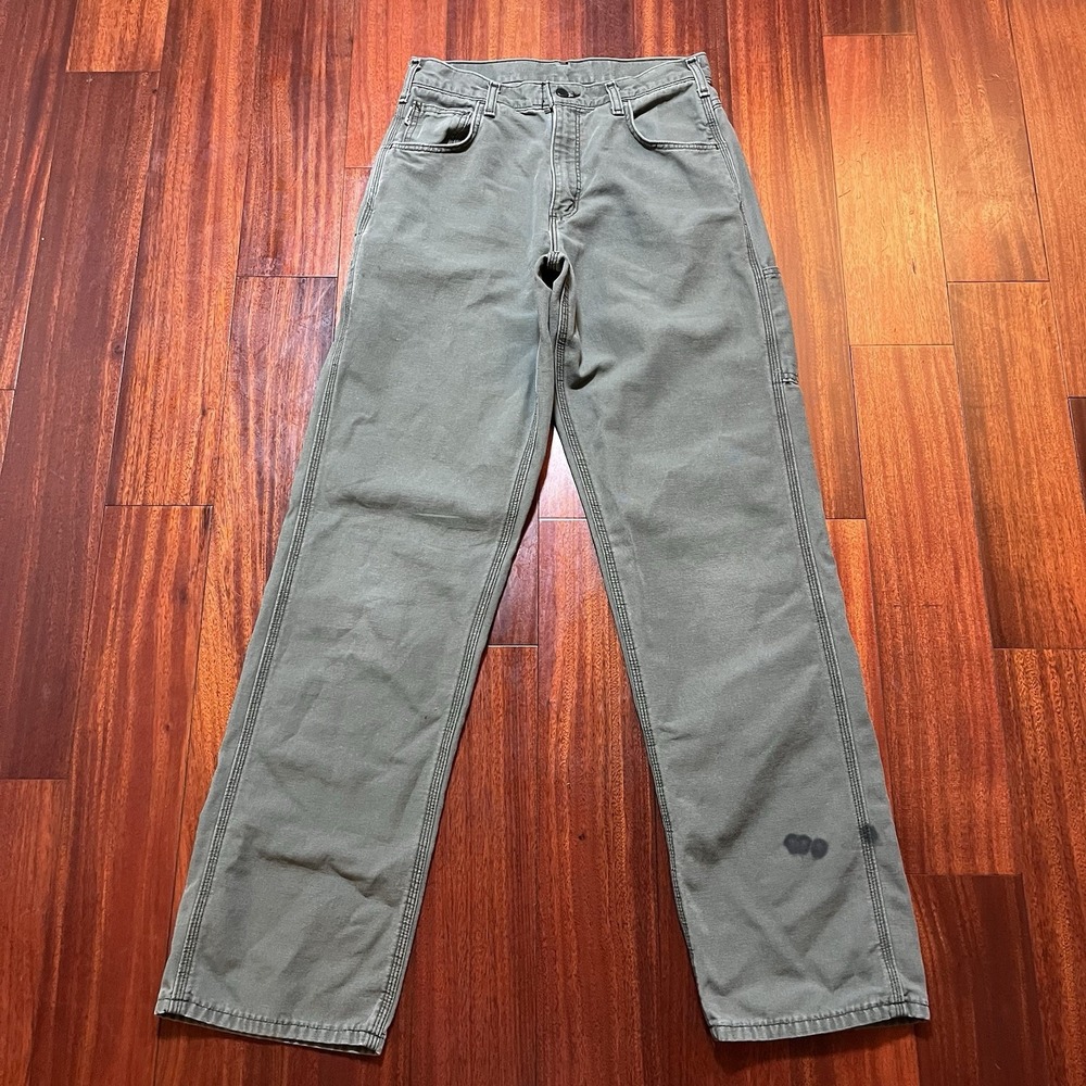 Carhartt FR Pants Mens 31x36 Olive Green Canvas Flame Resistant Loose Fit FRB159